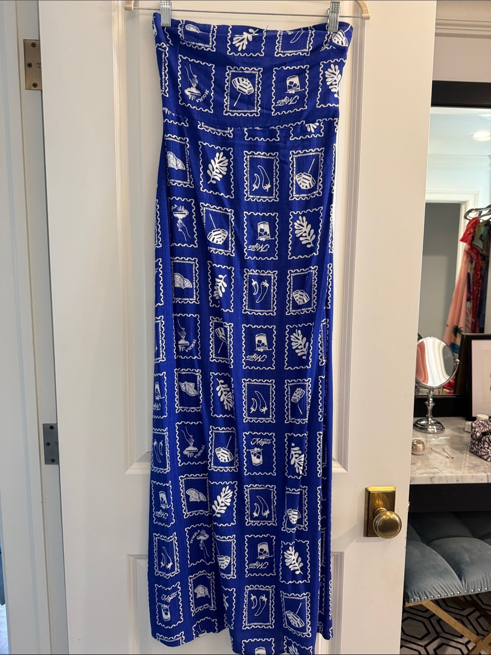 Blue Printed Maxi dress- Women's